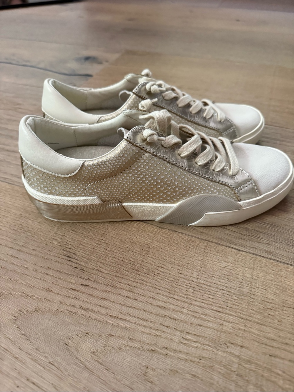 Dolce Vita Zina Sneaker - Champagne Embossed Leather - NEVER WORN